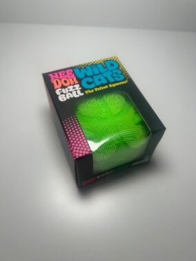Needoh Wild Cats Fuzz Ball - Sensory Squeeze Toy - Green